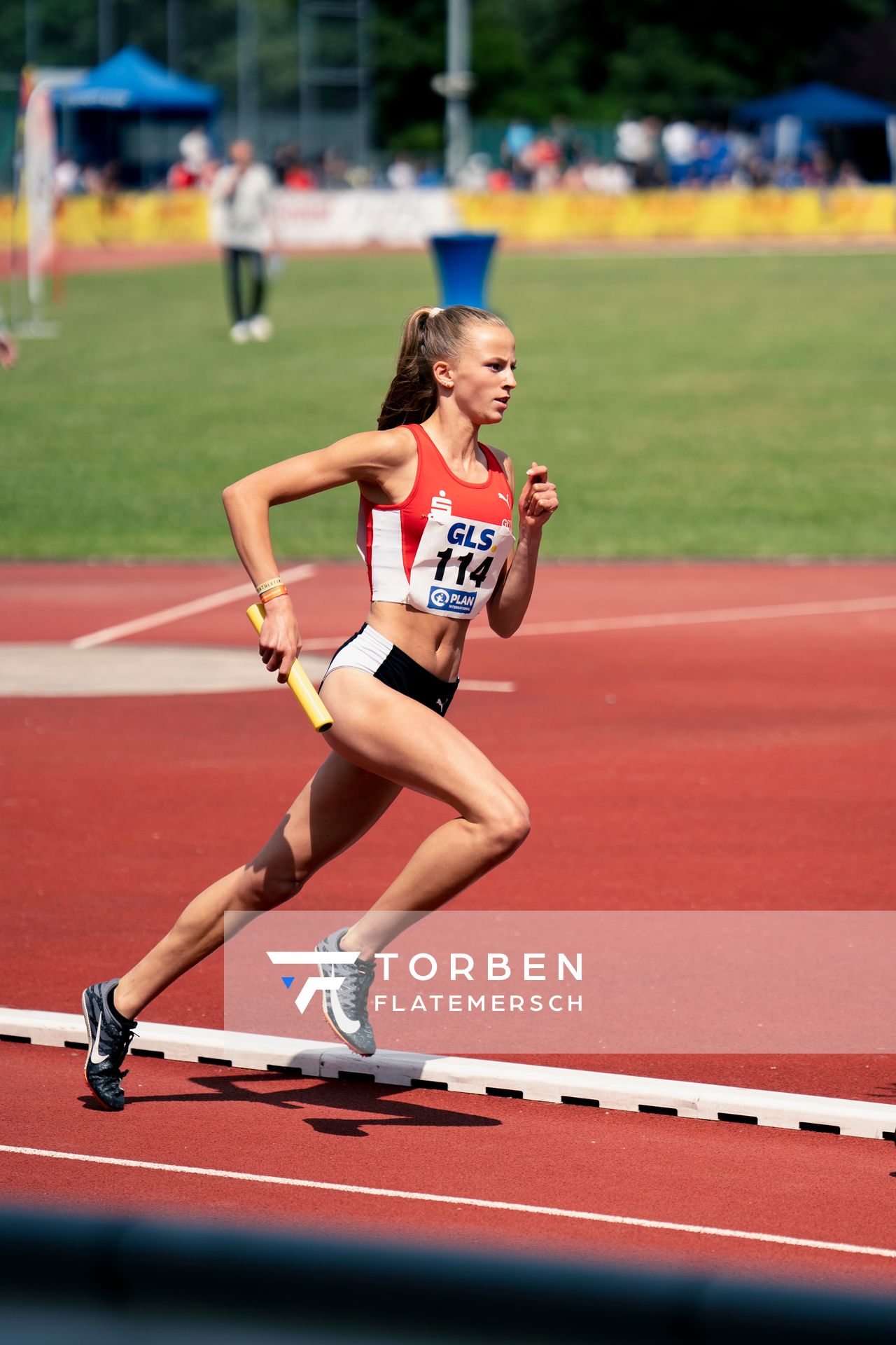 Karolina Mia Haas (LG Olympia Dortmund) am 29.05.2022 waehrend der Deutschen Meisterschaften Langstaffel im Otto-Schott-Sportzentrum in Mainz